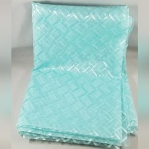 Blue Teal Geometric Sheer 2 Yards Fabric 55"x 75" Lightweight